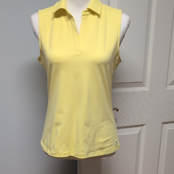 J Mclaughlin Tops - J.McLaughlin Catalina Cloth Bright Yellow Sleeveless Polo Size S